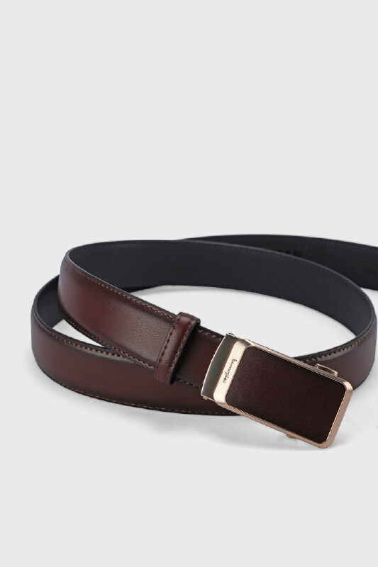 BROWN RATCHET BUCKLE LEATHER BELT