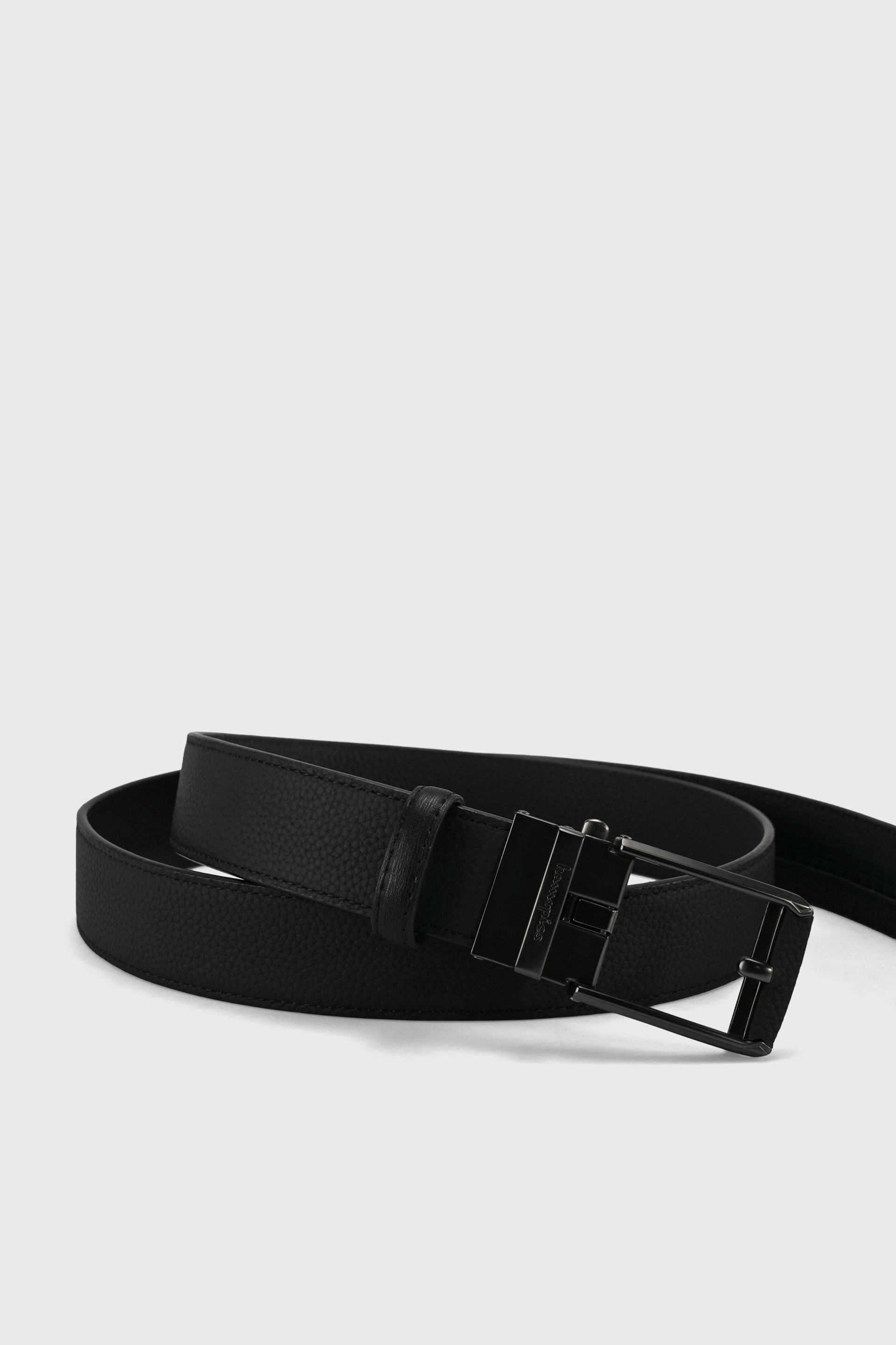 BLACK PEBBLED RATCHET BELT LEATHER 