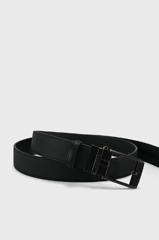 BLACK PEBBLED RATCHET BELT LEATHER 
